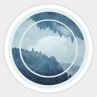 Reflected Landscape - Foggy Mountains Sticker